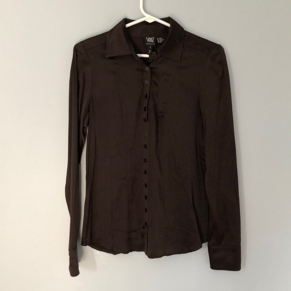 Silk brown blouse button up